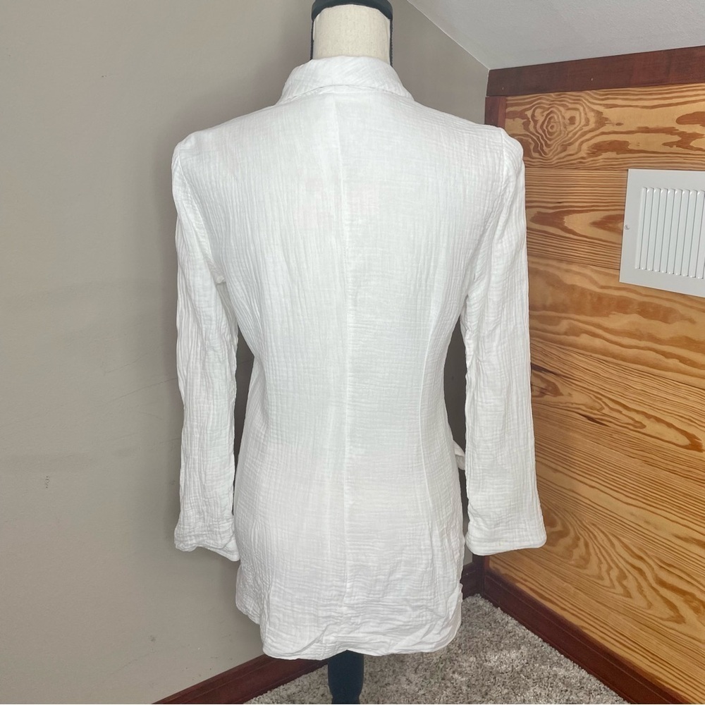 L*SPACE Bianca Blazer Jacket Cream White 6 Double Breasted Muslin Cotton - Picture 3 of 10